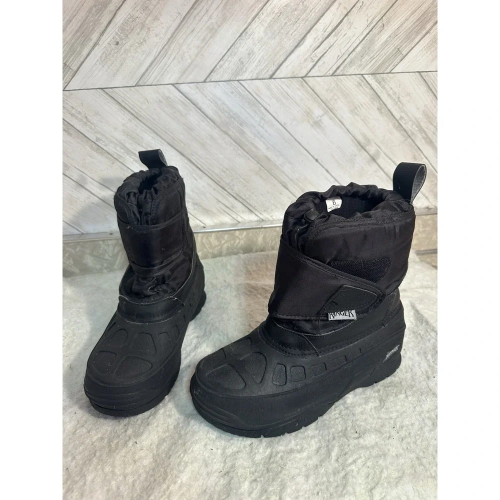 Ranger Snow Boots Mens Size 6 Black Front Zip Rubber Shell Winter Traction